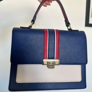 Aldo Navy and Red Satchel